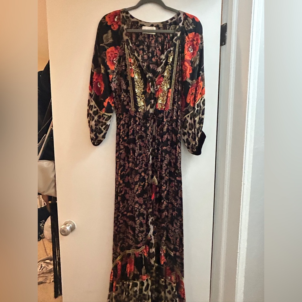 Miss June Floral and Leopard Print Maxi Dress